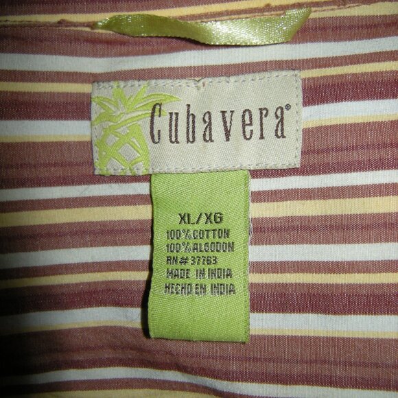CUBAVERA XL STRIPED AND FLORAL 100% COTTON SHIRT - Picture 3 of 6